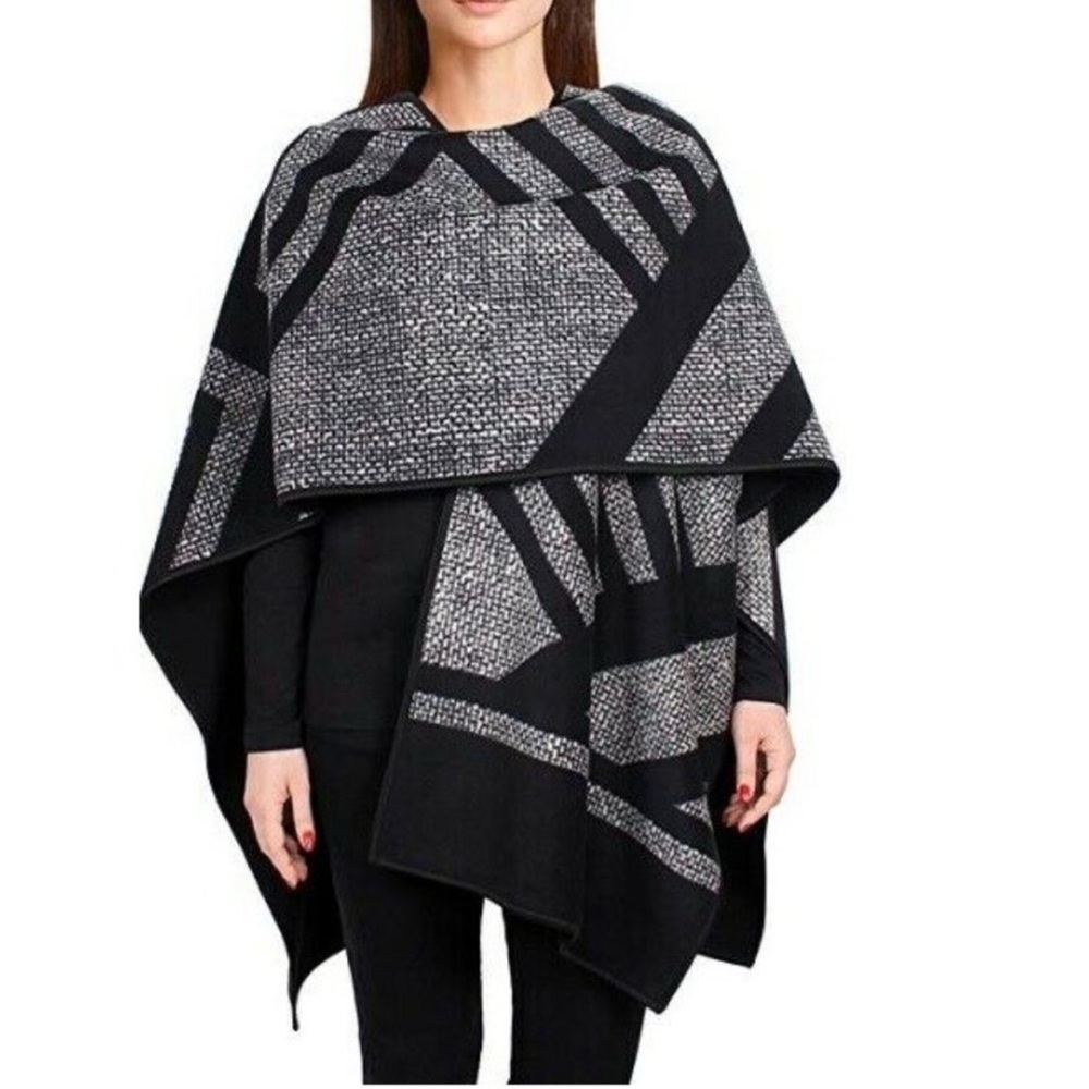 NEW IKE BEHAR Fleece Poncho Cape Wrap